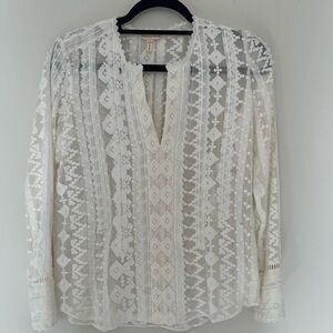 Rebecca Taylor Cream Lace Blouse